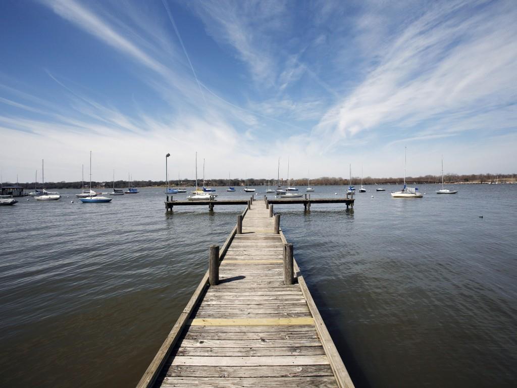 a view of wooden floor with a lake