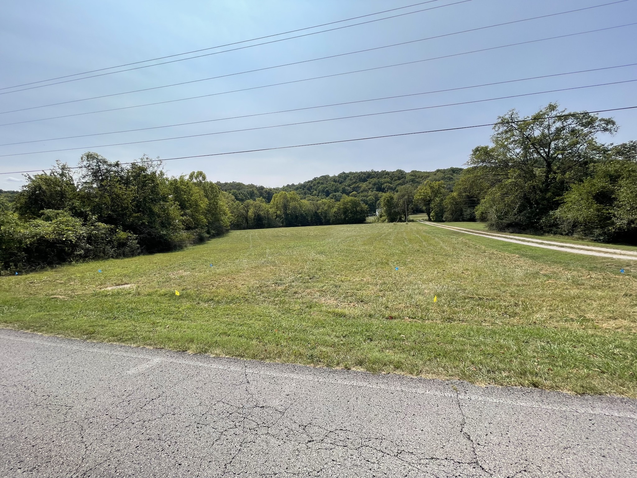 a view of a field with an ocean view