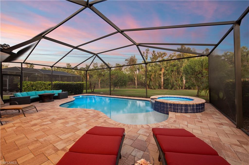 a view of patio with swimming pool