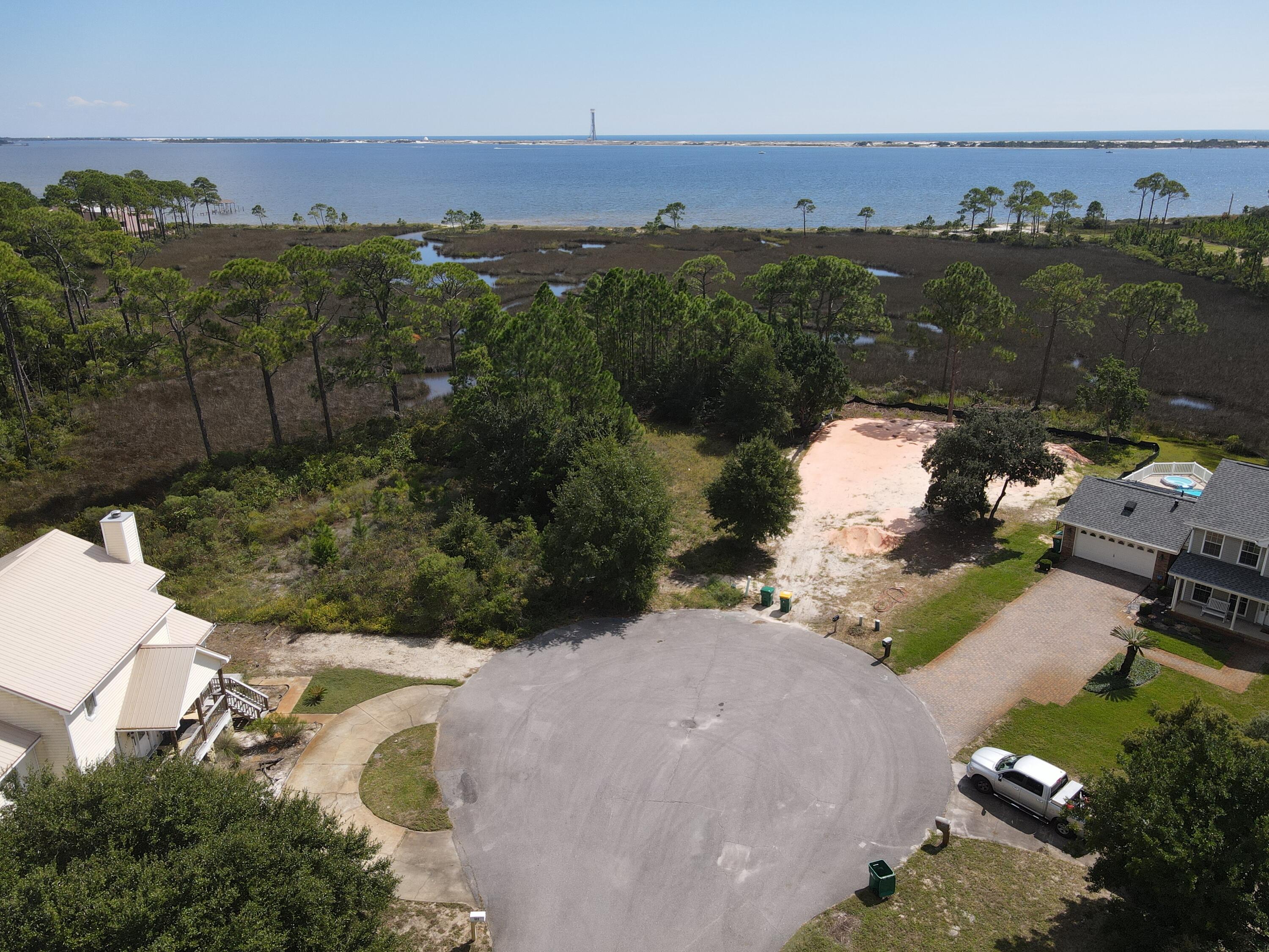 an aerial view of a house with a garden