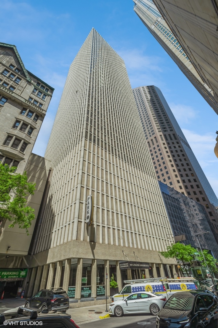 a front view of a building with street