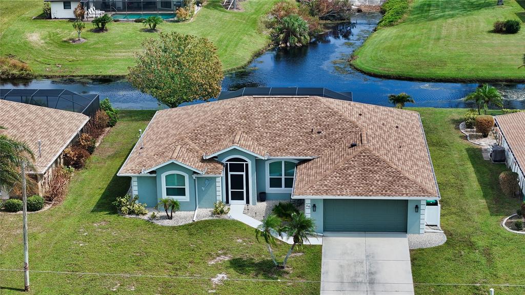 an aerial view of a house