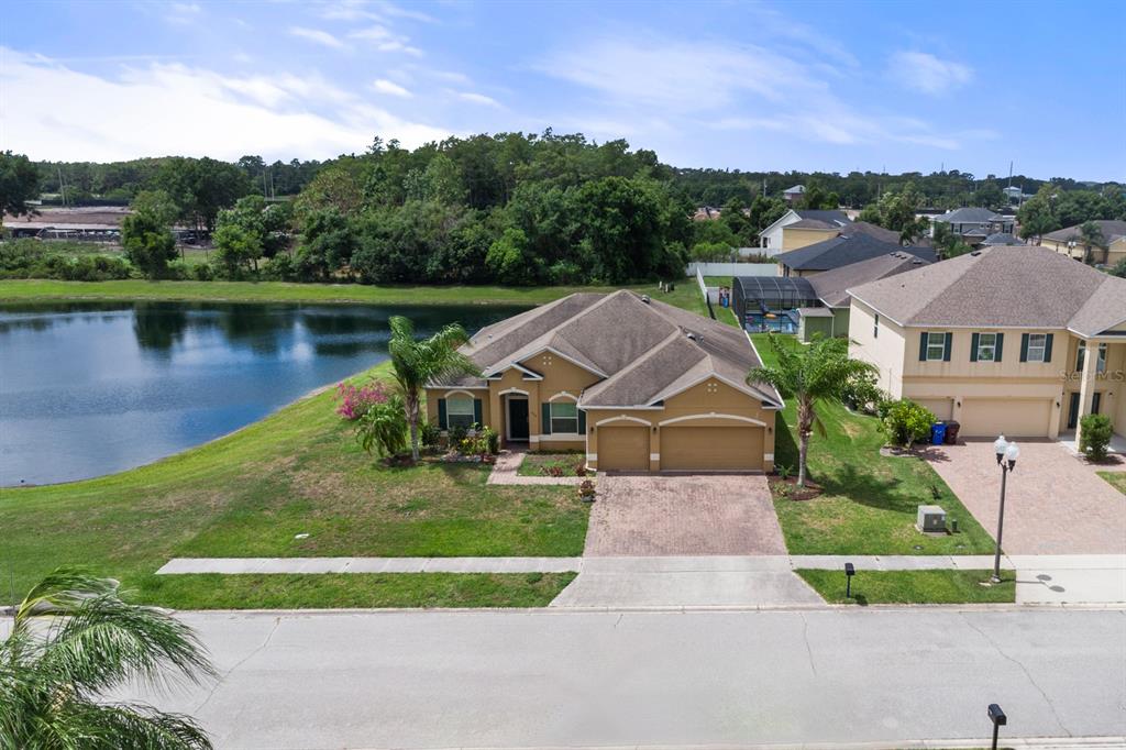 an aerial view of a house