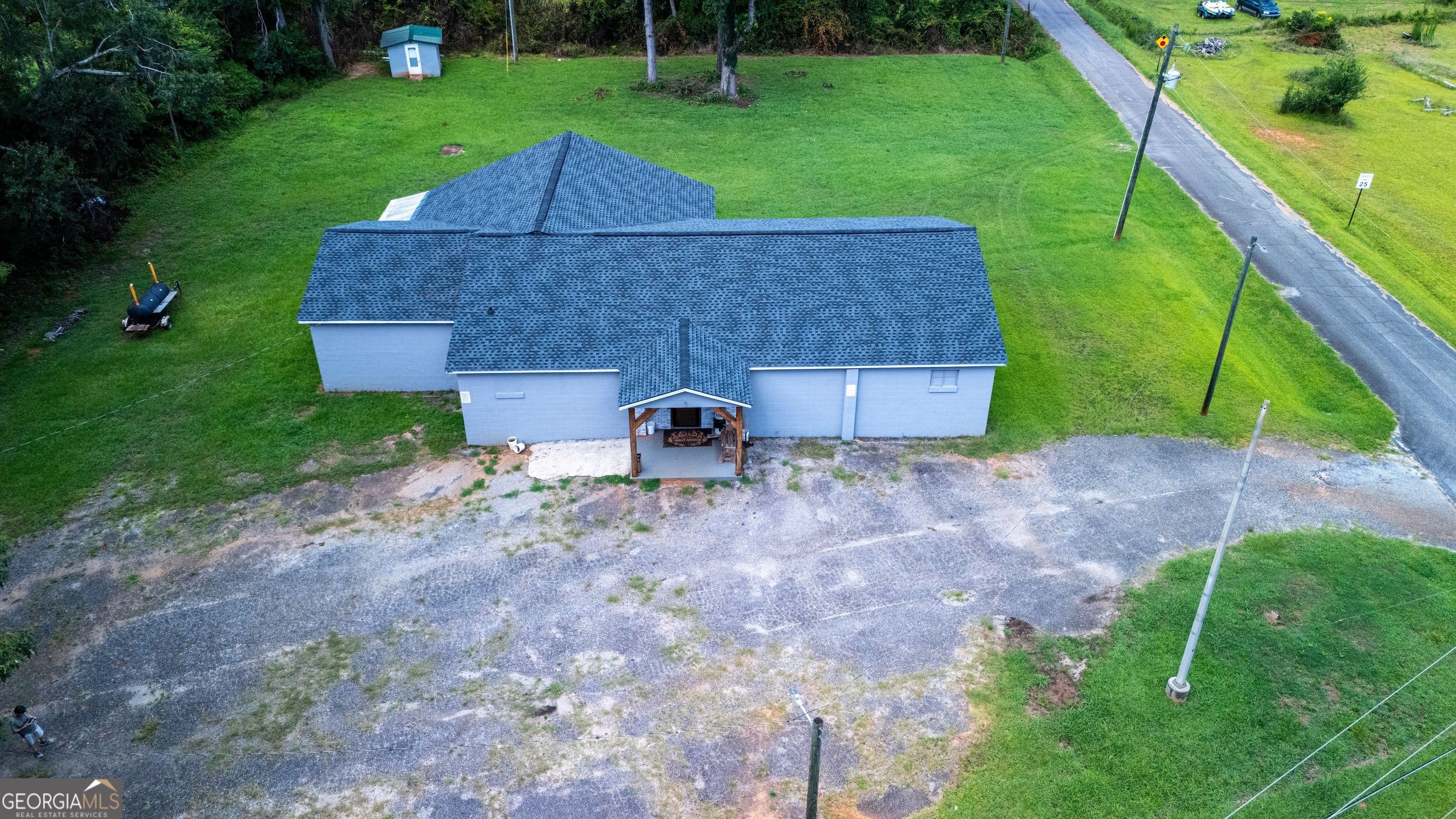 a aerial view of a house