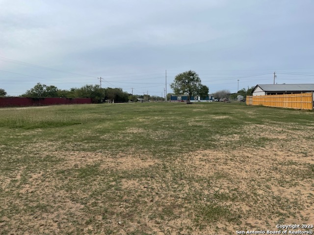 a view of a field with an ocean