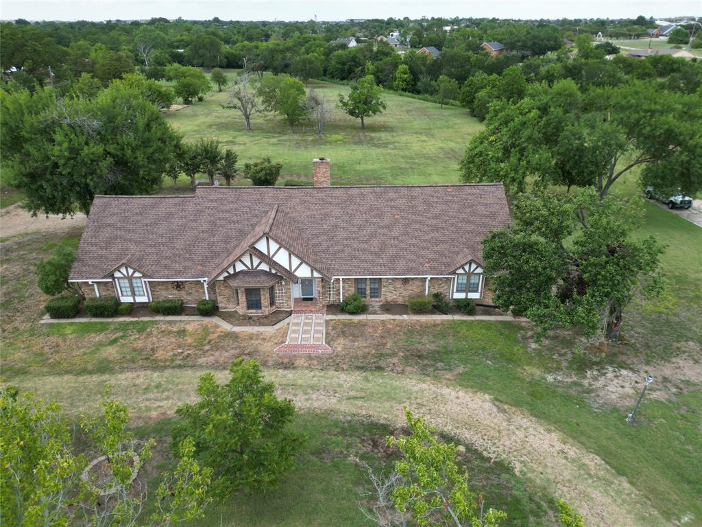 an aerial view of a house