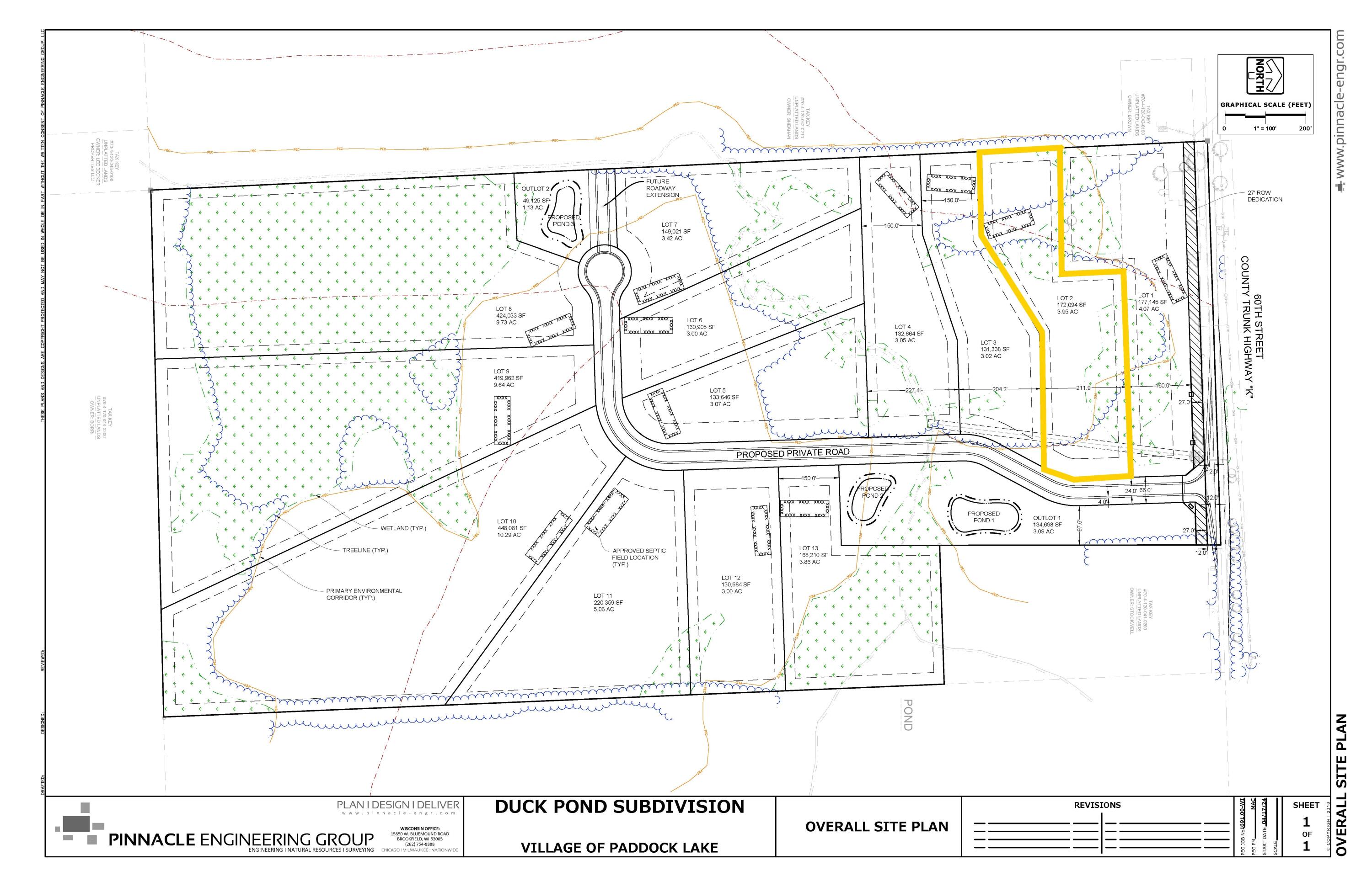 Duck Pond Lot Plat - Highlighted