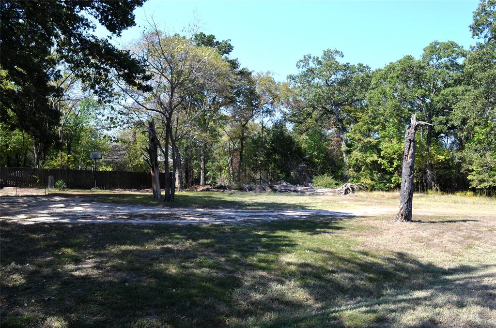 a view of dirt yard with a trees