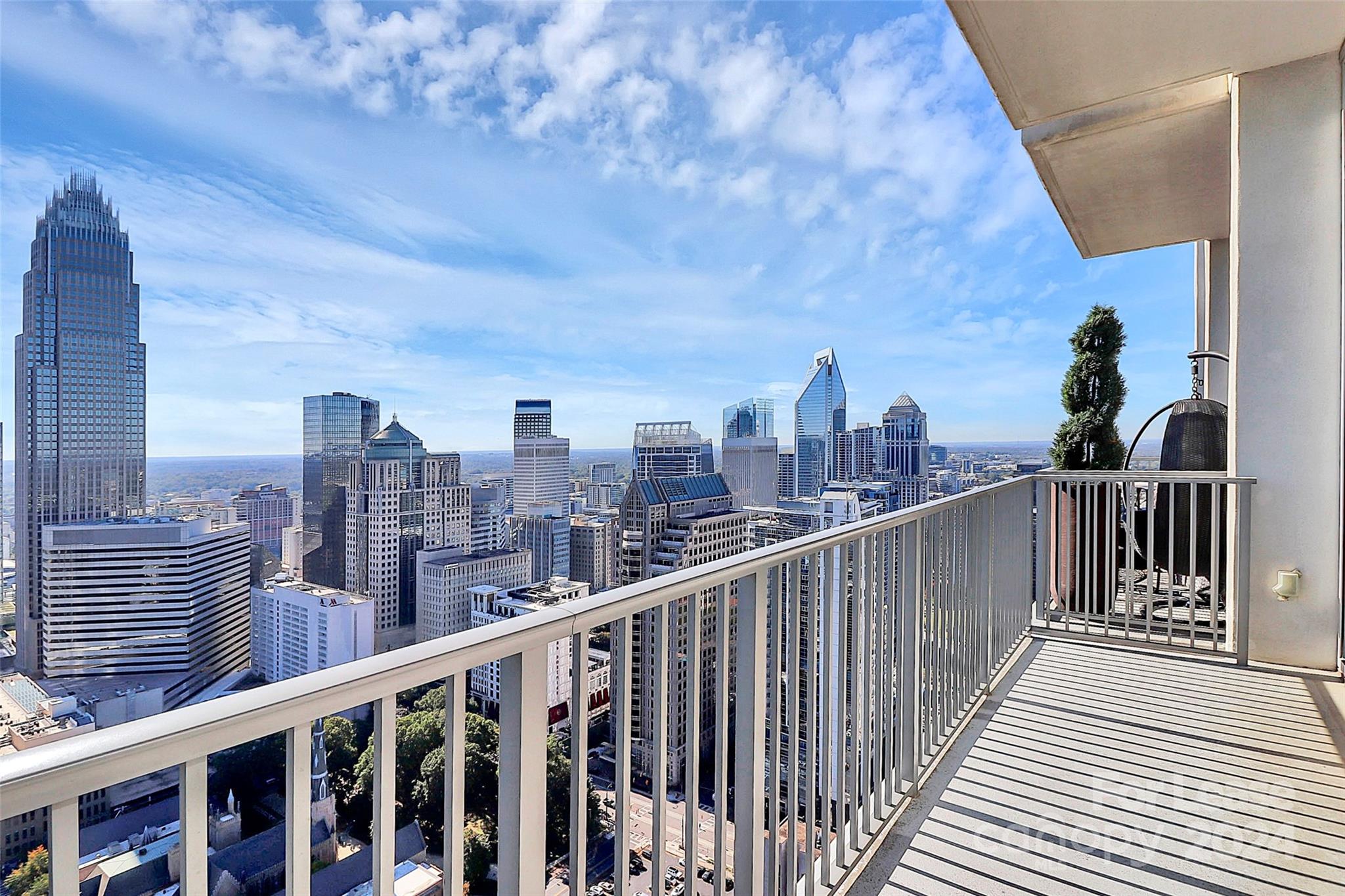 a view of city from a balcony