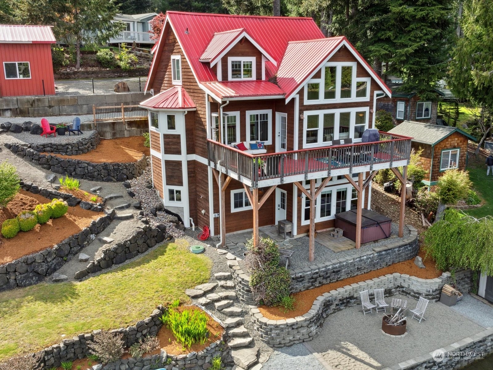 an aerial view of a house