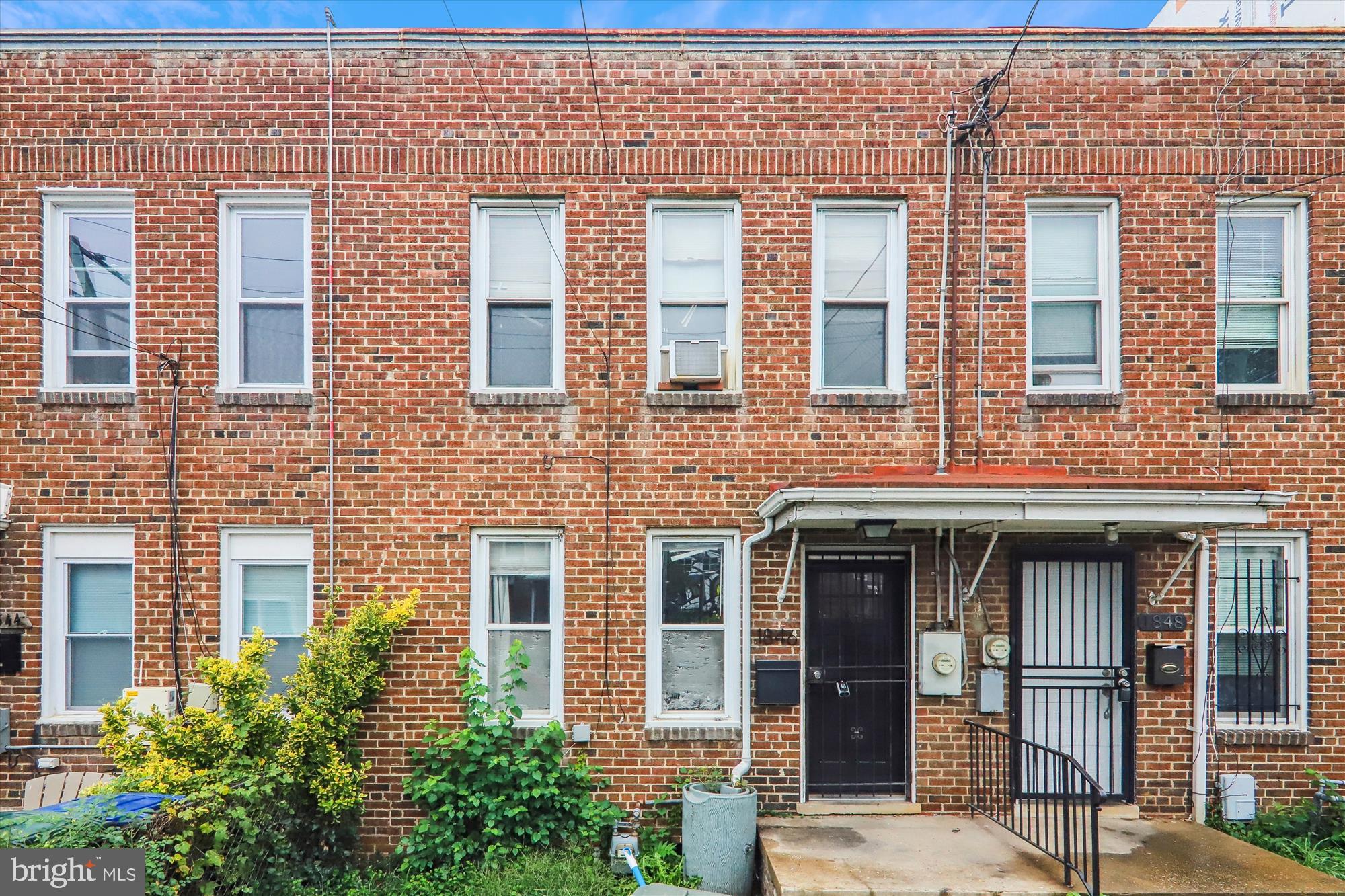 front view of a brick building