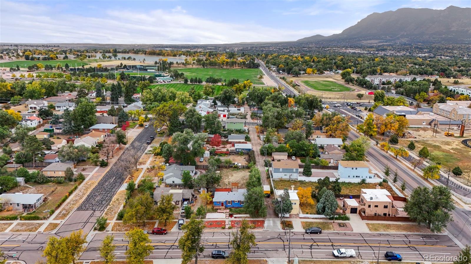 an aerial view of a city