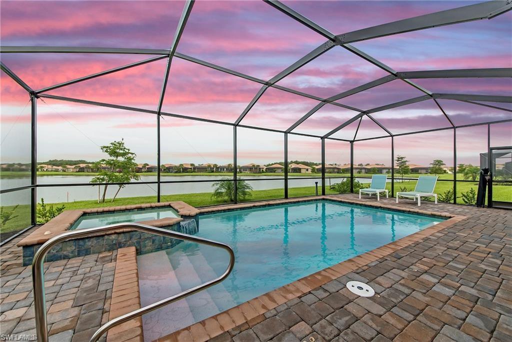 a view of a swimming pool with a porch