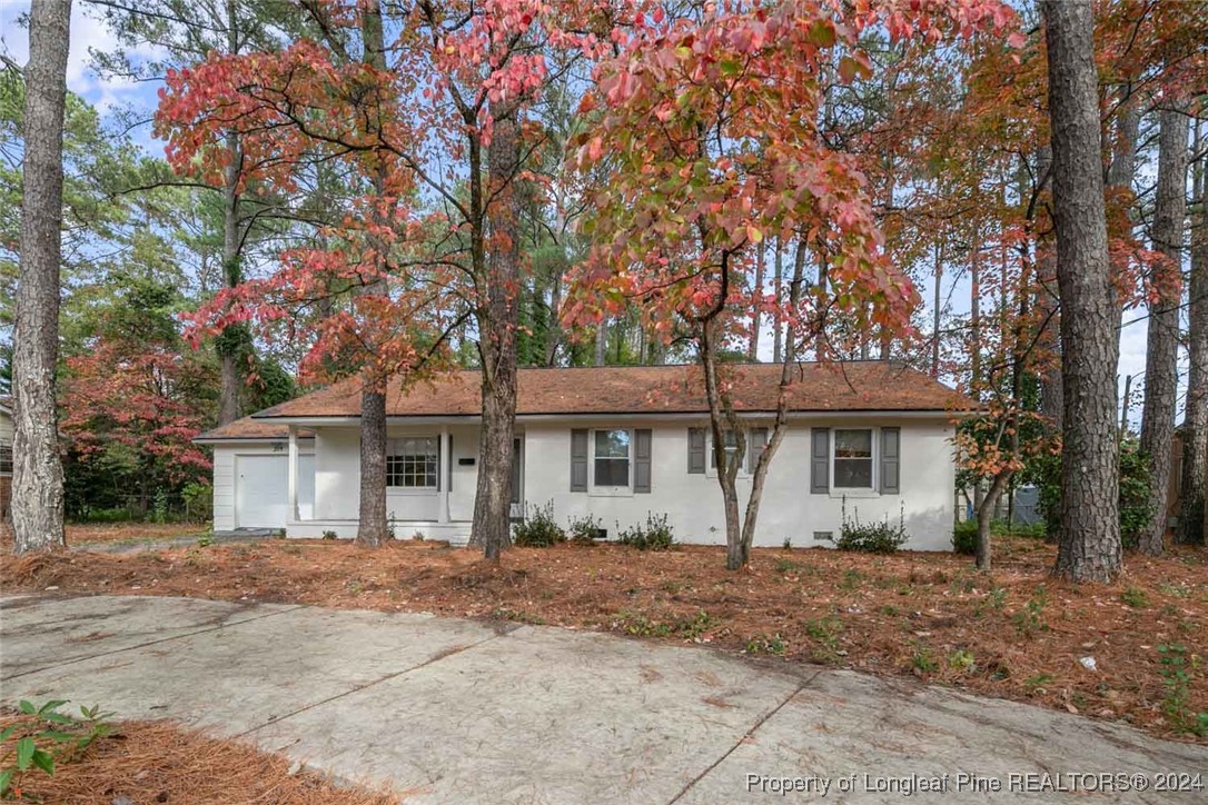 front view of house with a trees