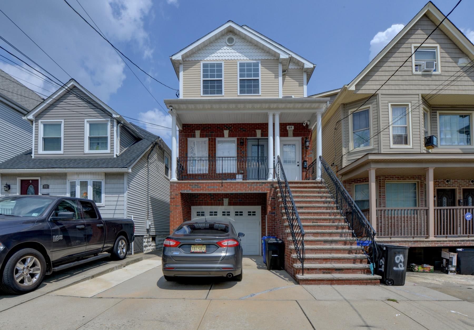 a car parked in front of a house