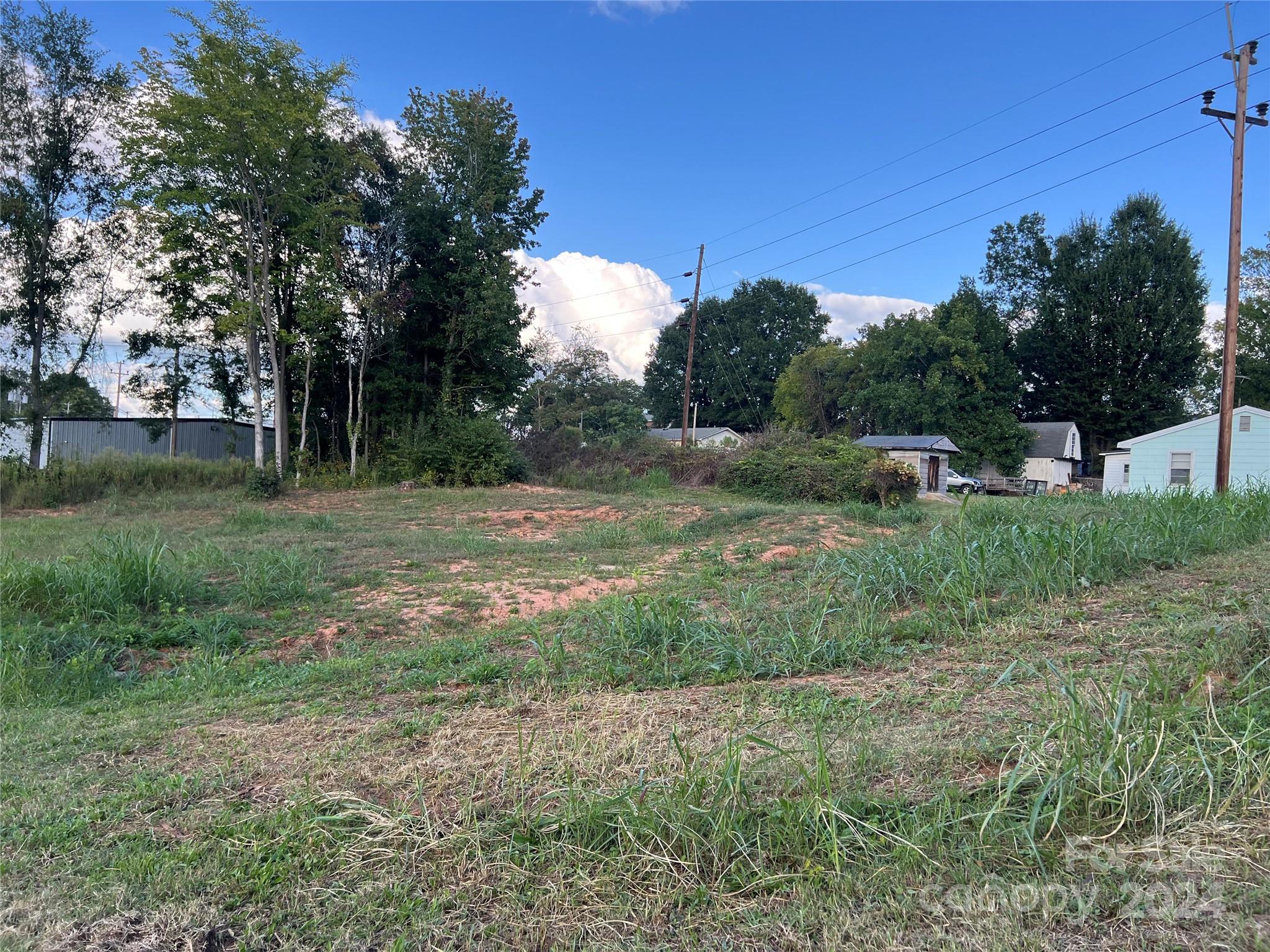 a view of outdoor space with trees all around