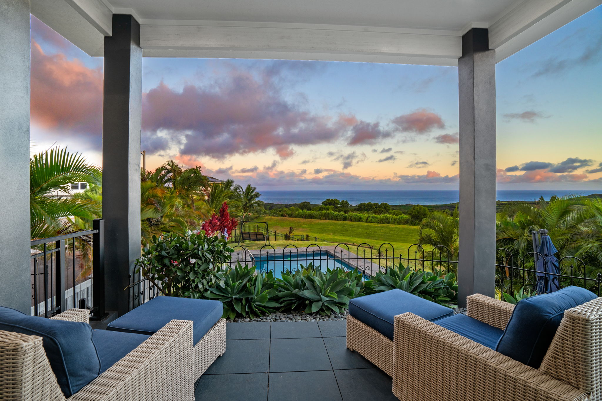 a view of a couches in a balcony