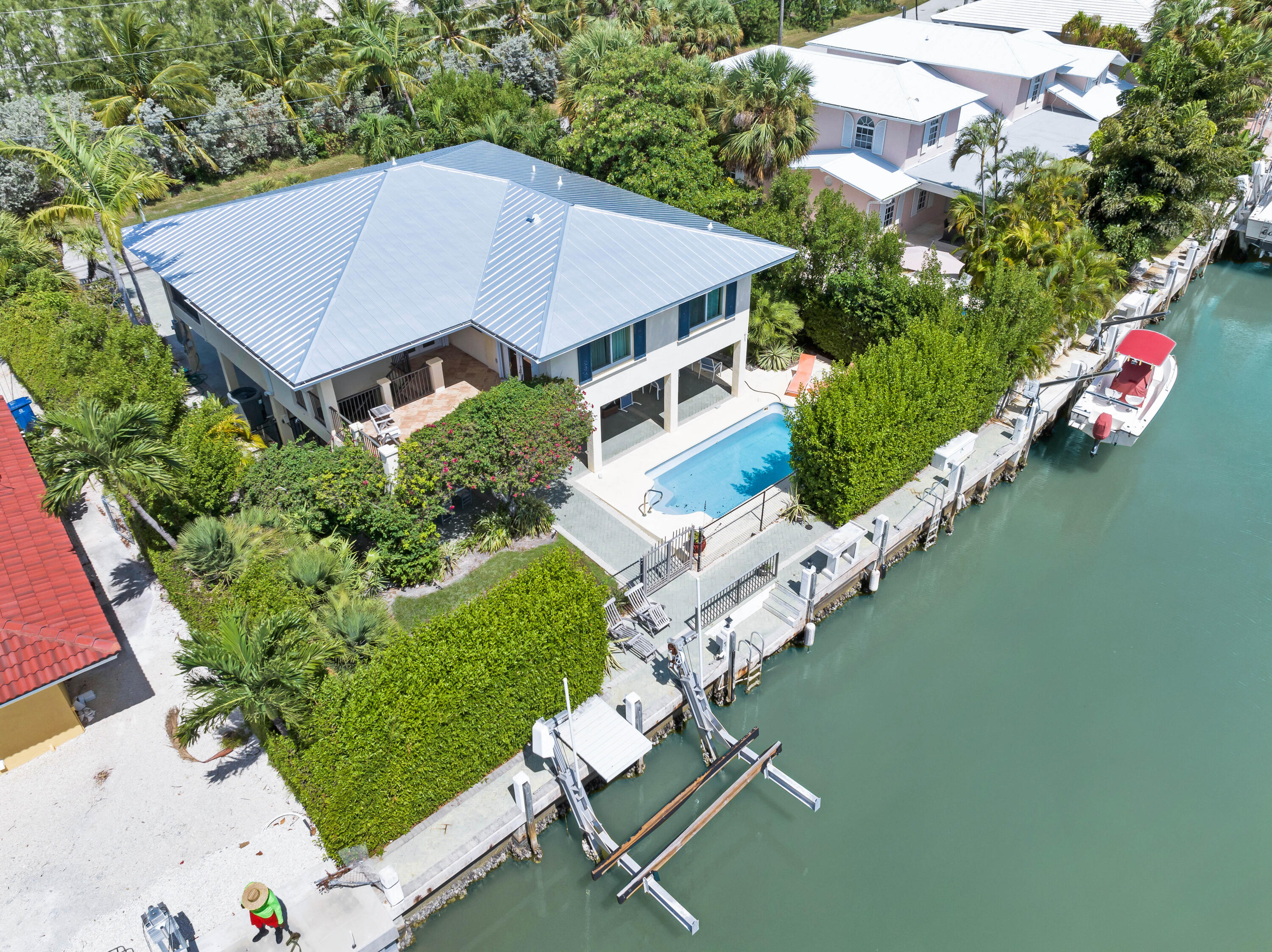 an aerial view of a house