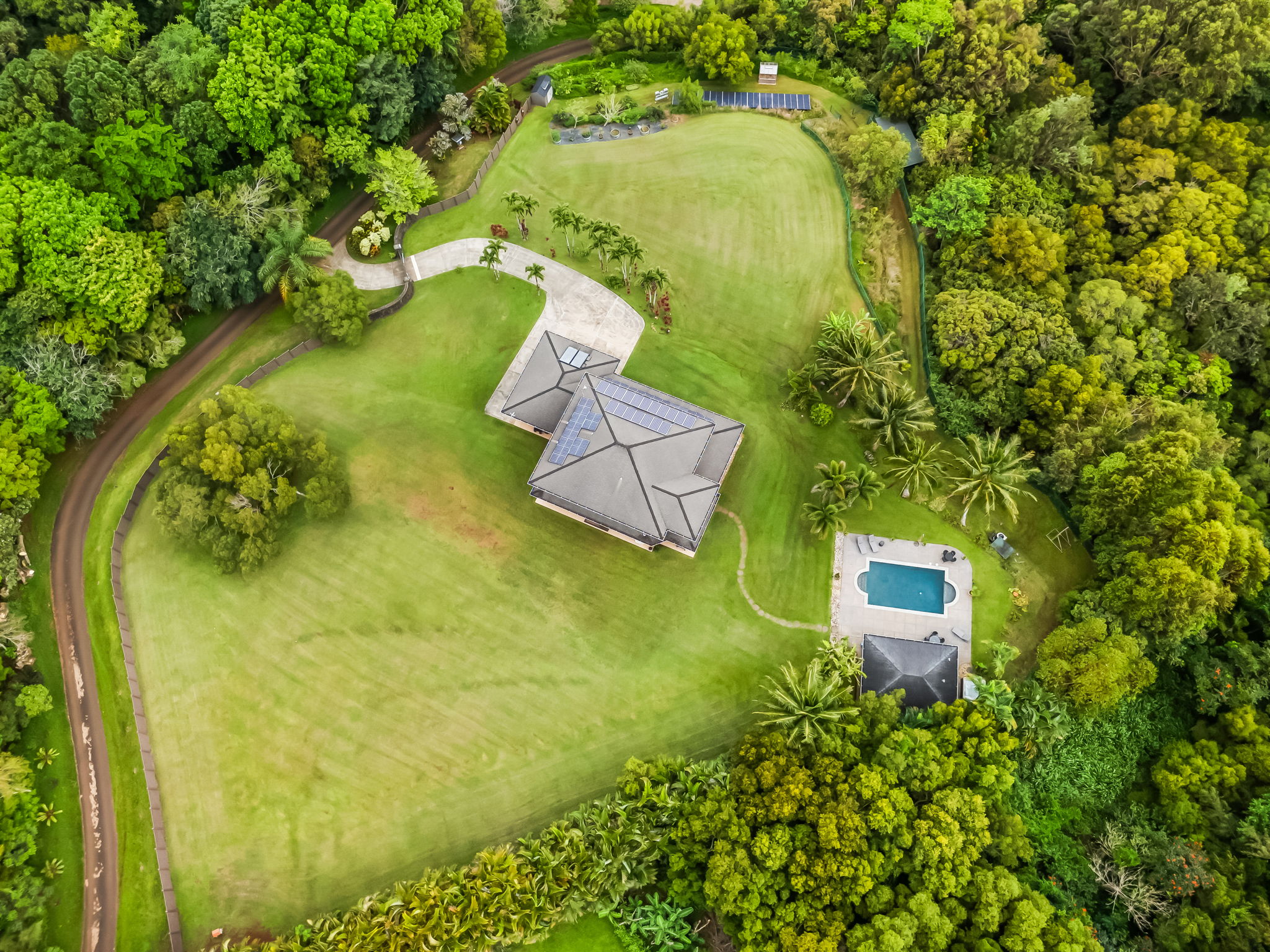 a view of a garden with an outdoor space