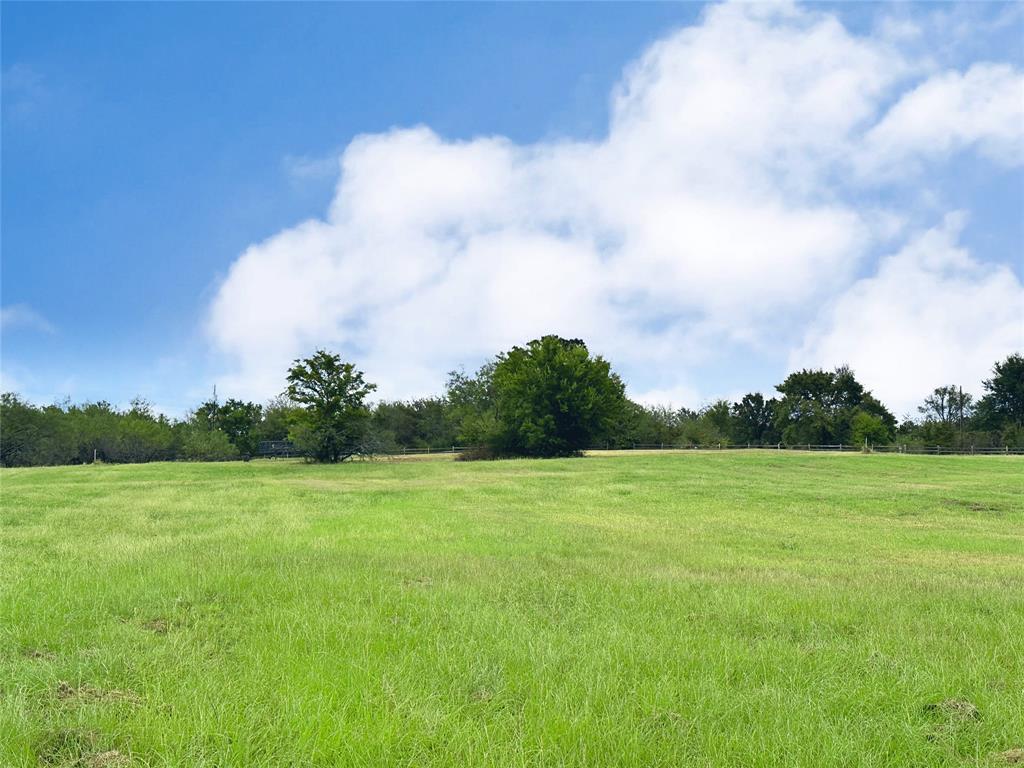 a view of field and trees in the background