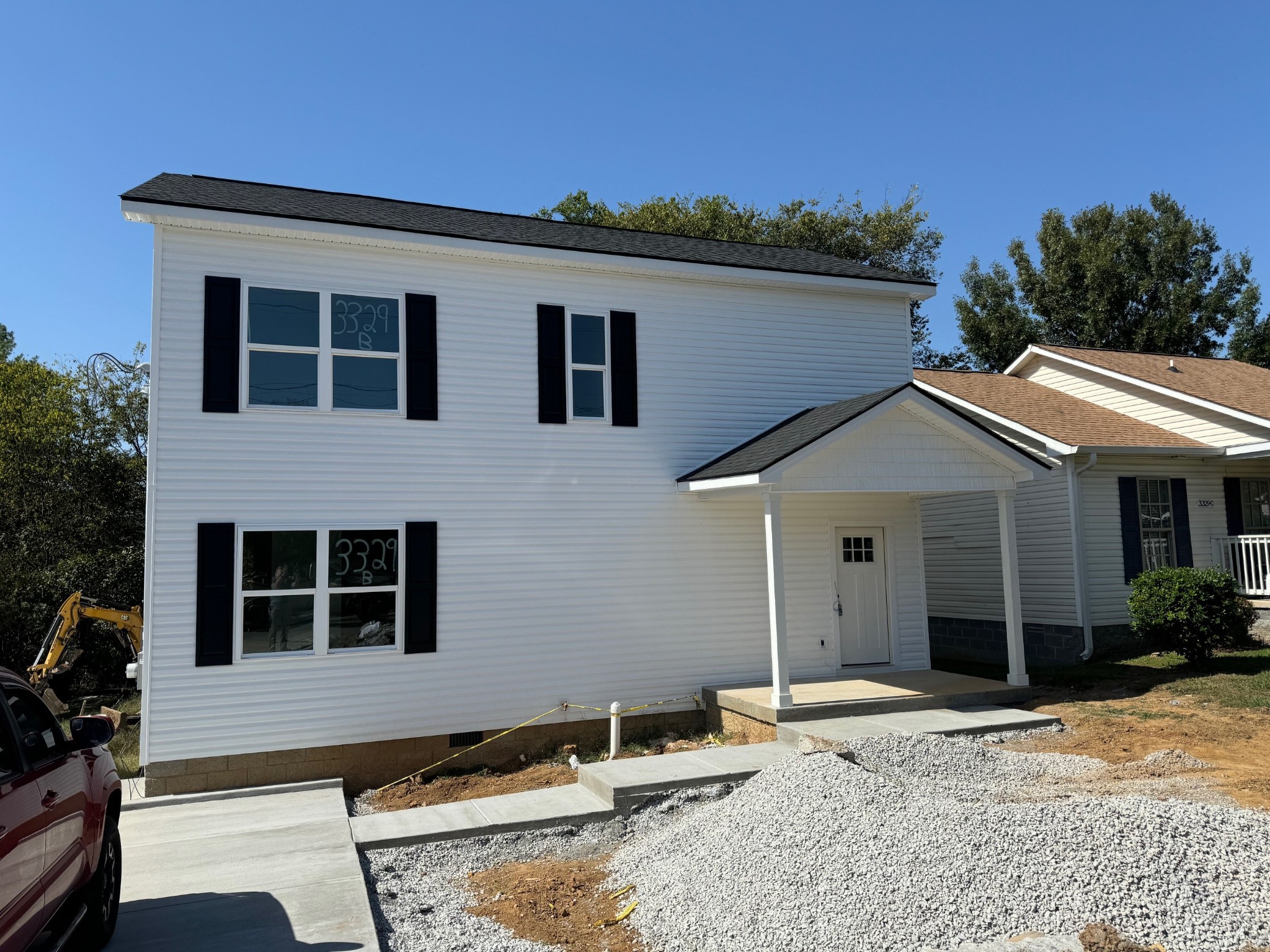 a front view of a house with windows