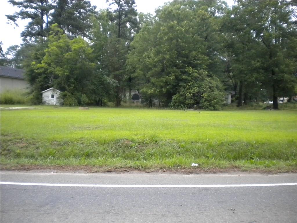 a view of a big yard with large trees