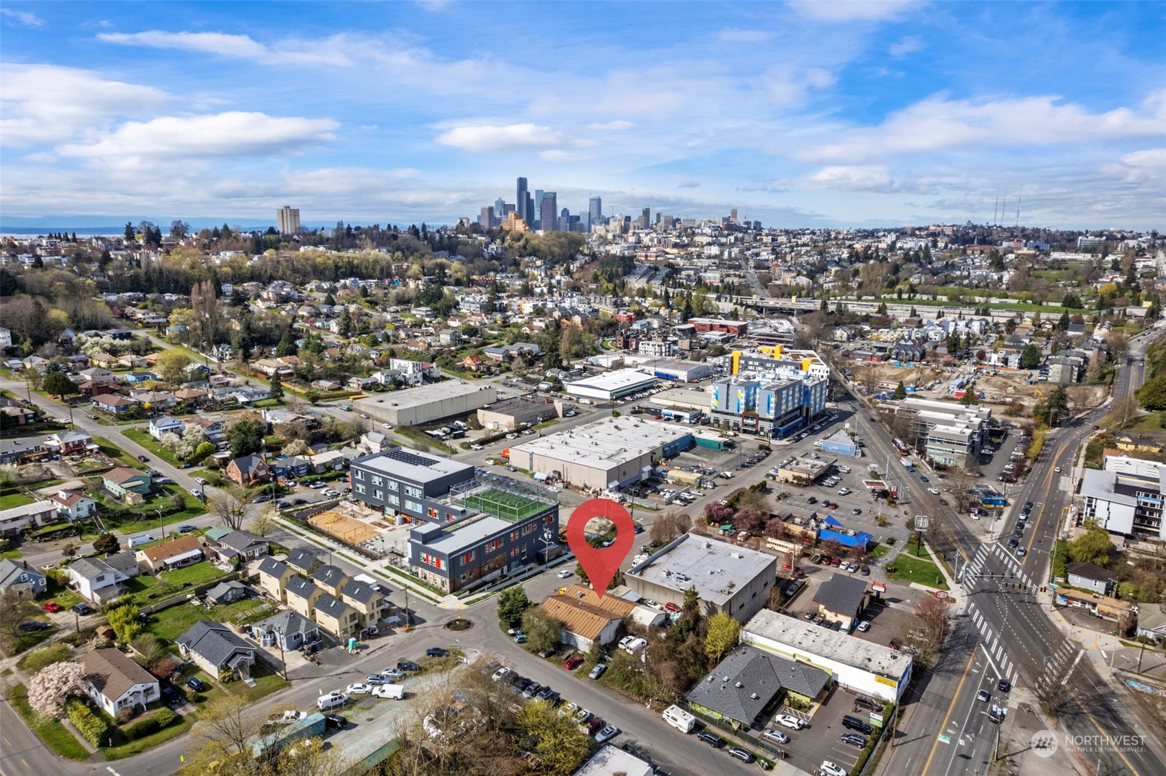 an aerial view of a city