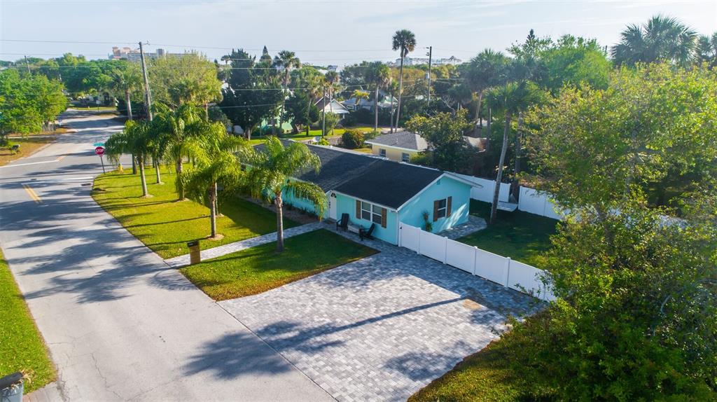 an aerial view of a house