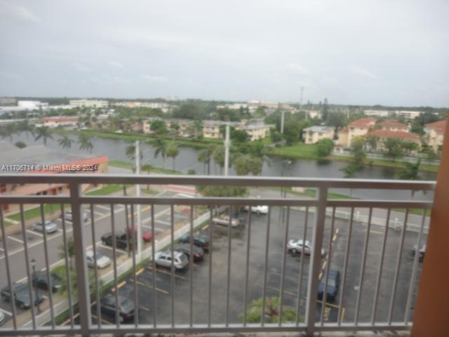 a view of a city from a balcony