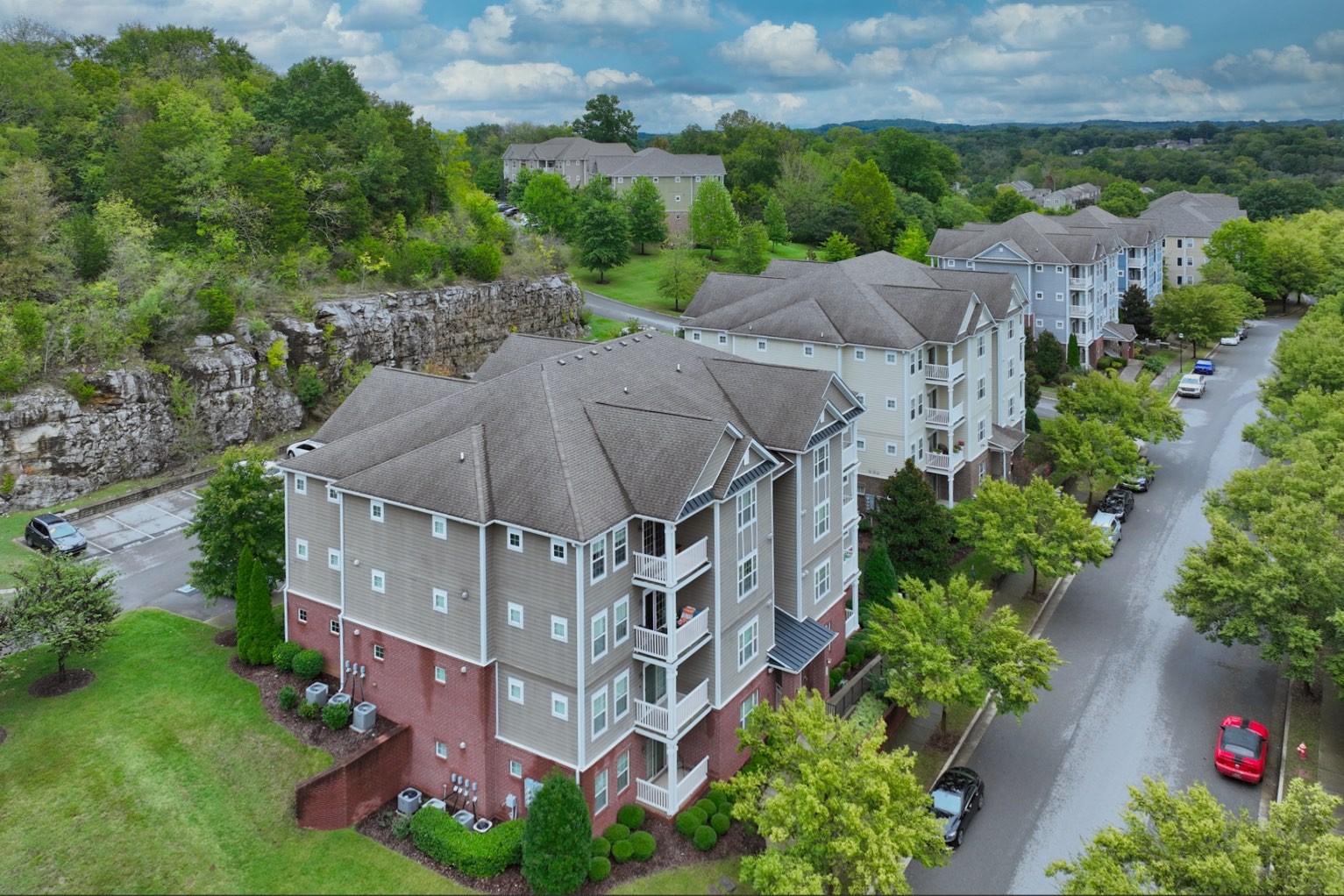 an aerial view of a house