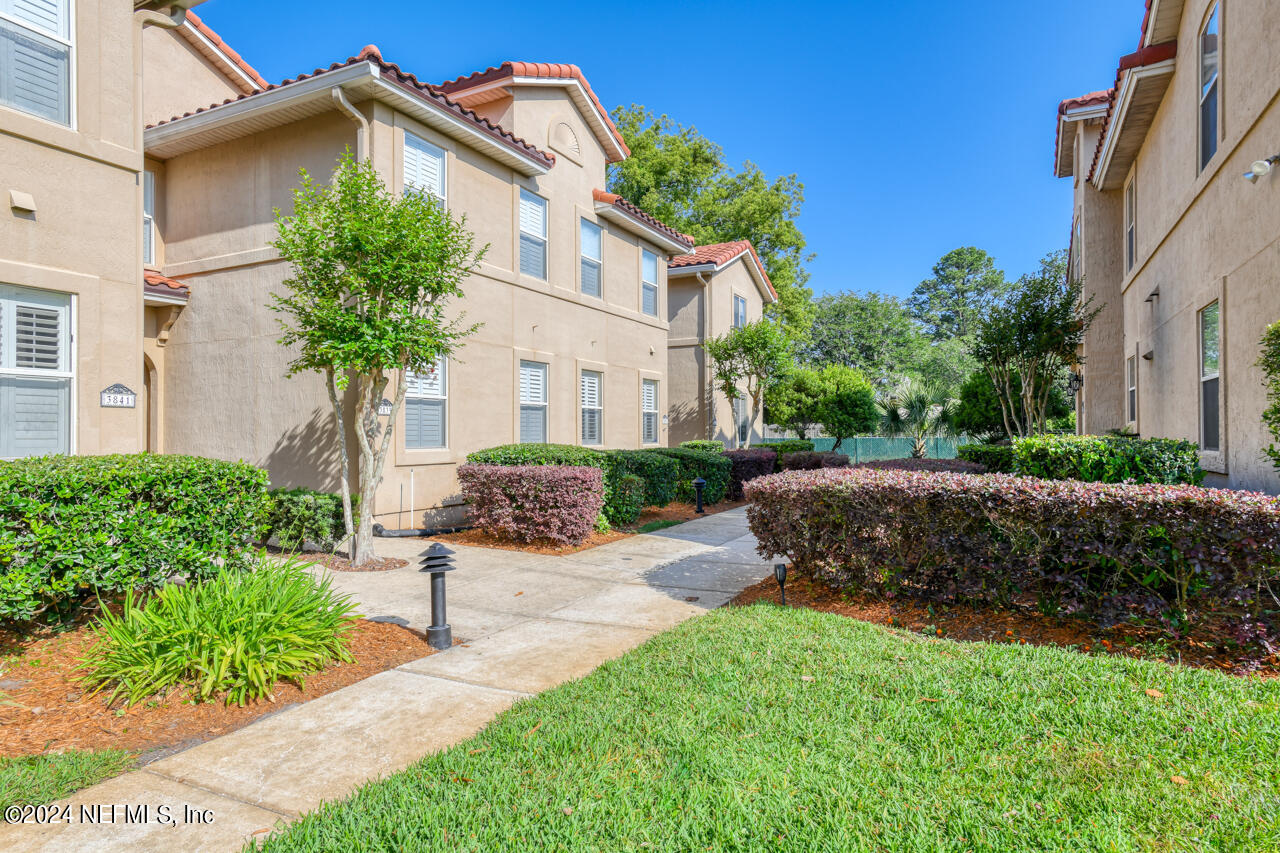 a view of a house with a yard and plants