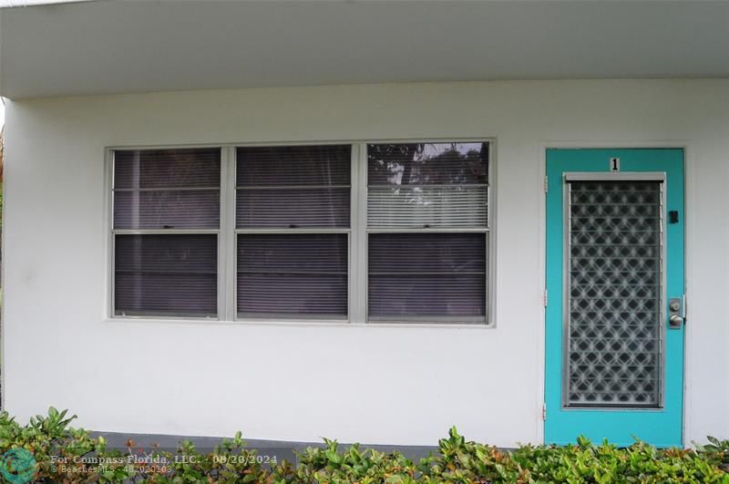 a view of wooden door