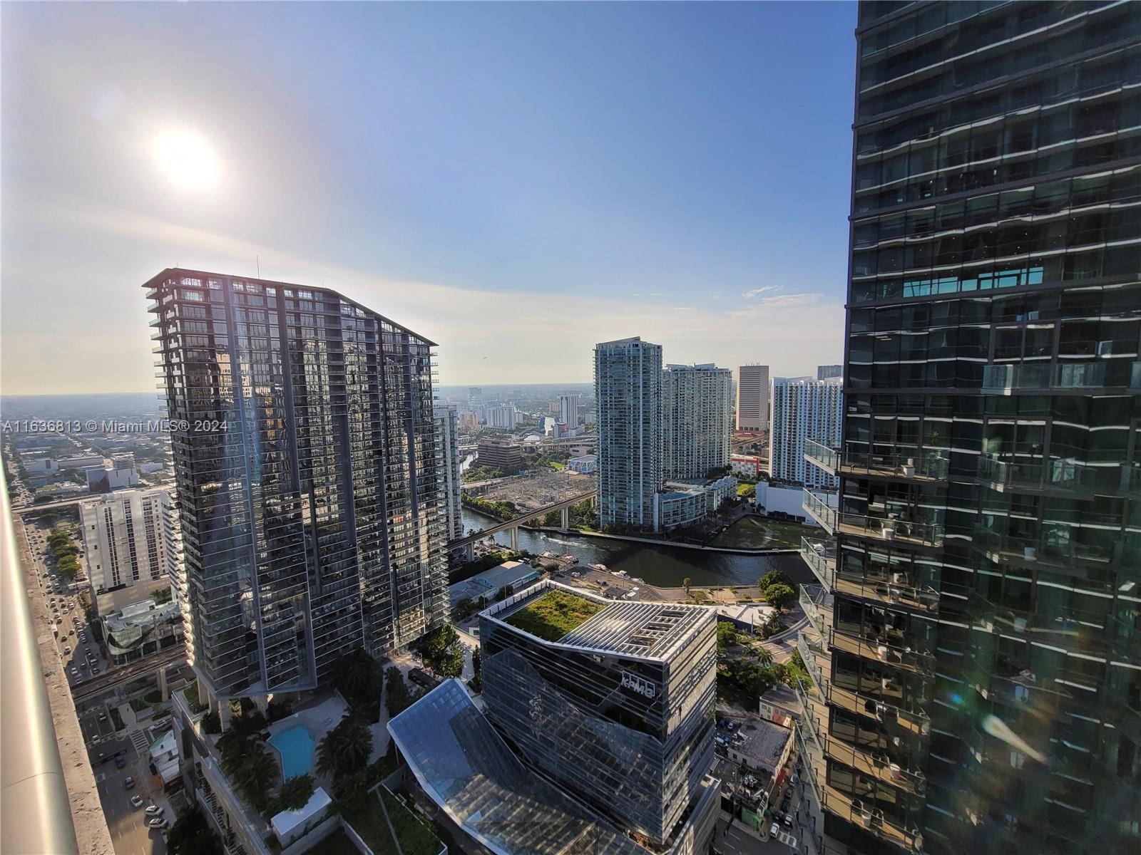 a city view with tall buildings