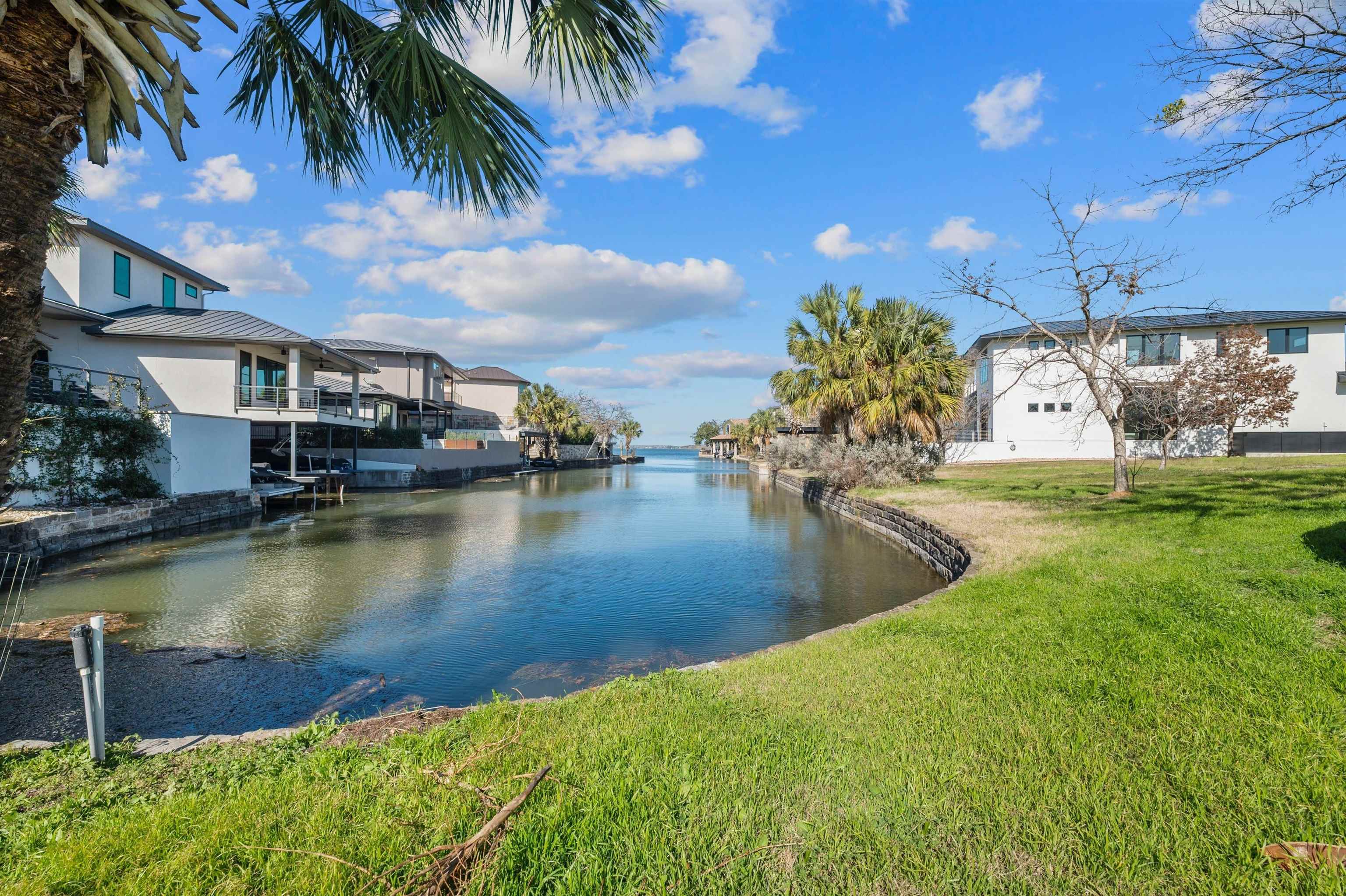 a view of a lake with houses