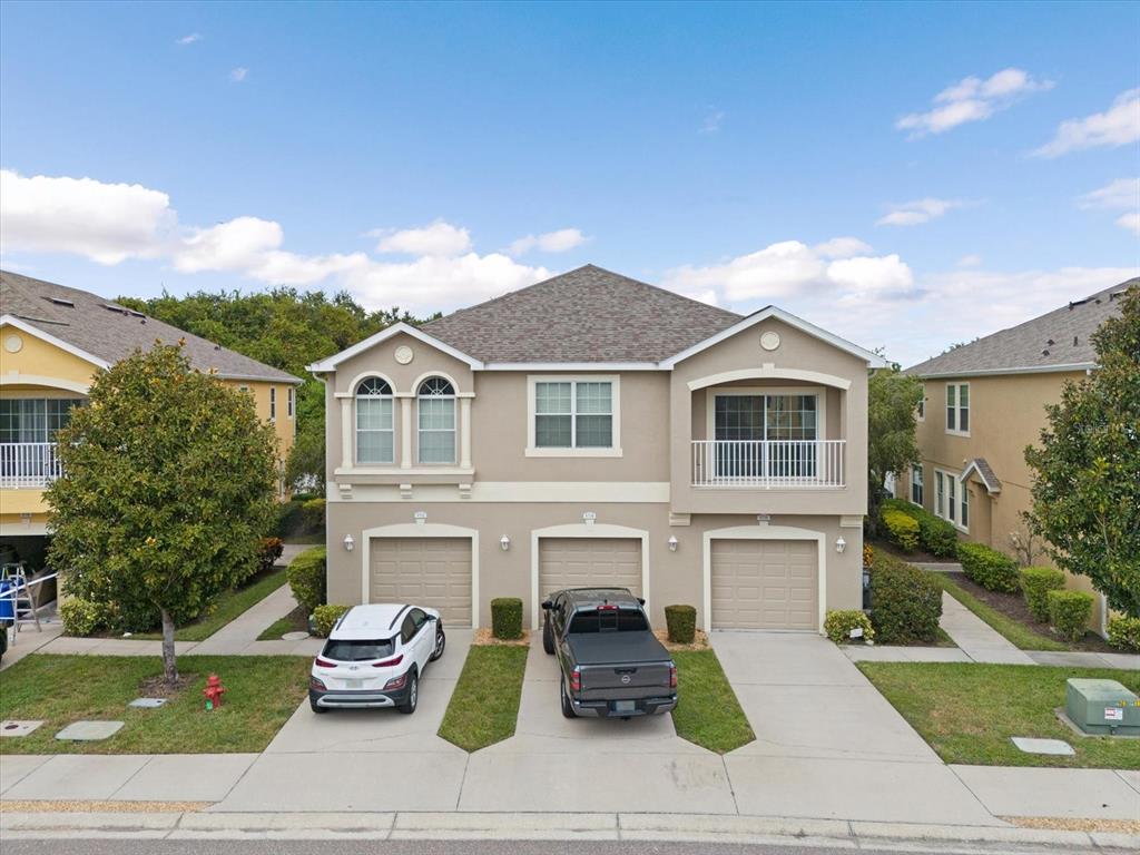 a aerial view of a house with garden