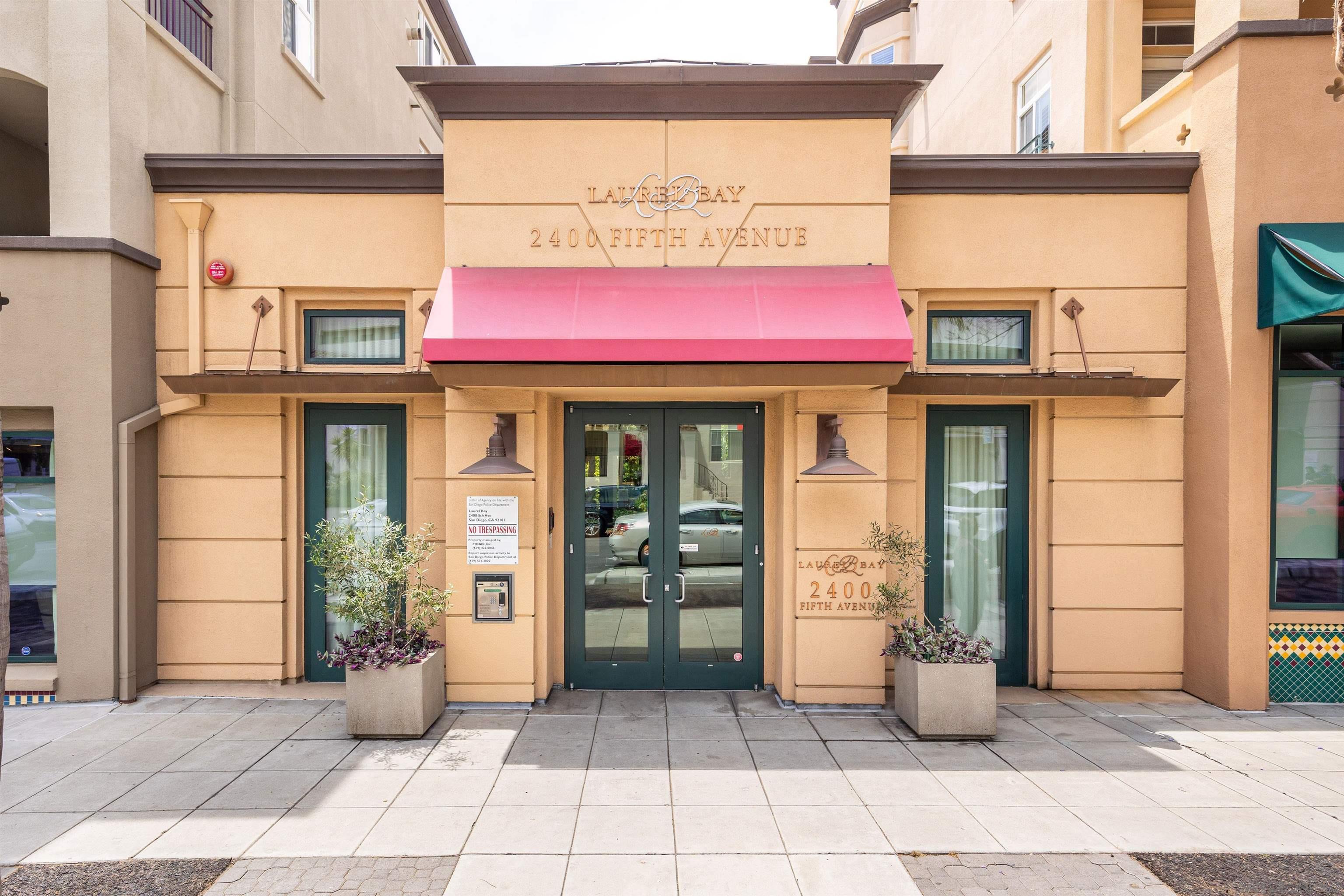 a view of an entrance of the building