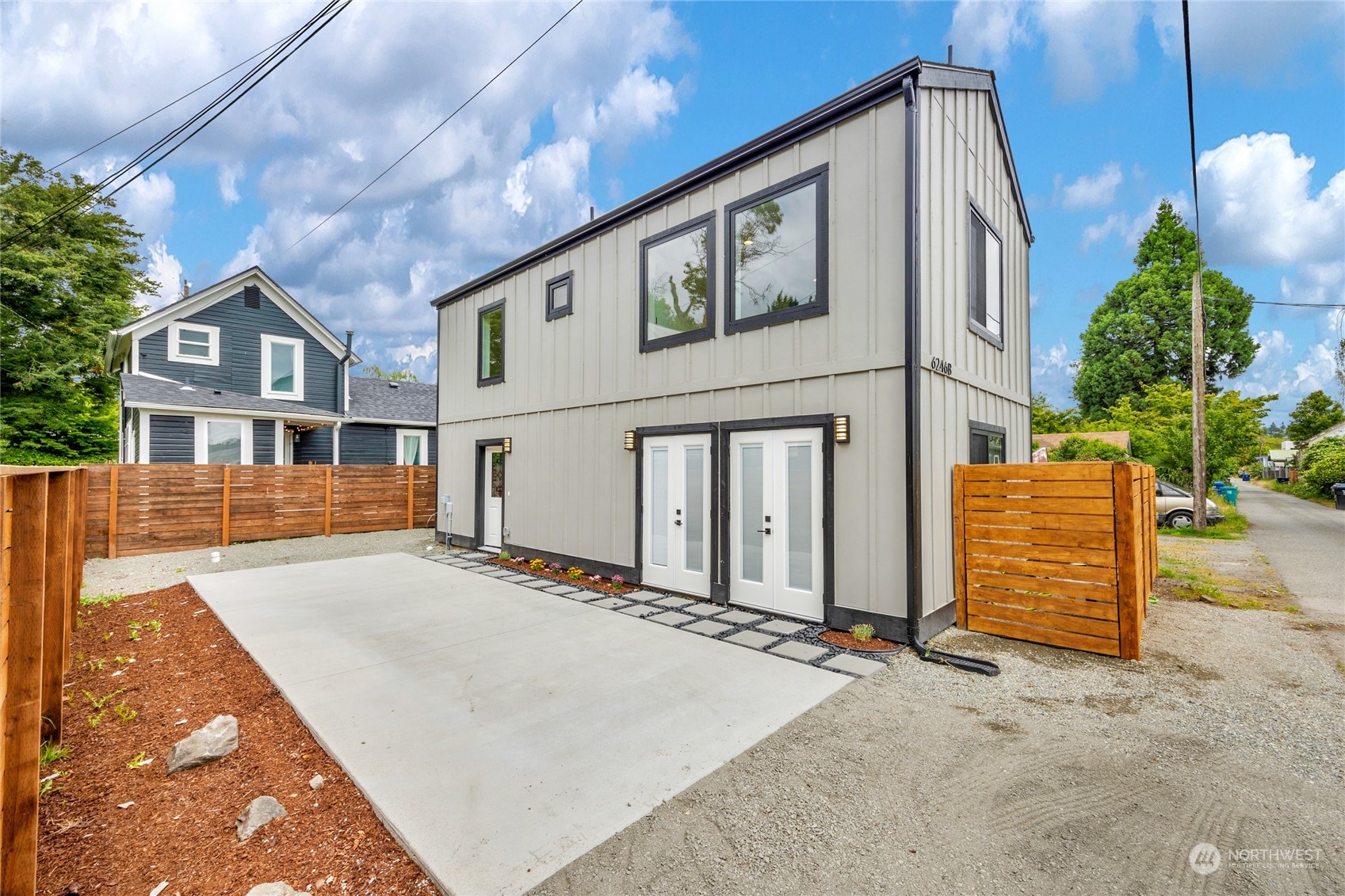 a view of a house with a garage