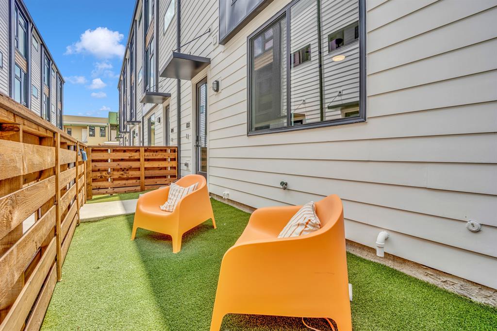 a view of outdoor seating and living room