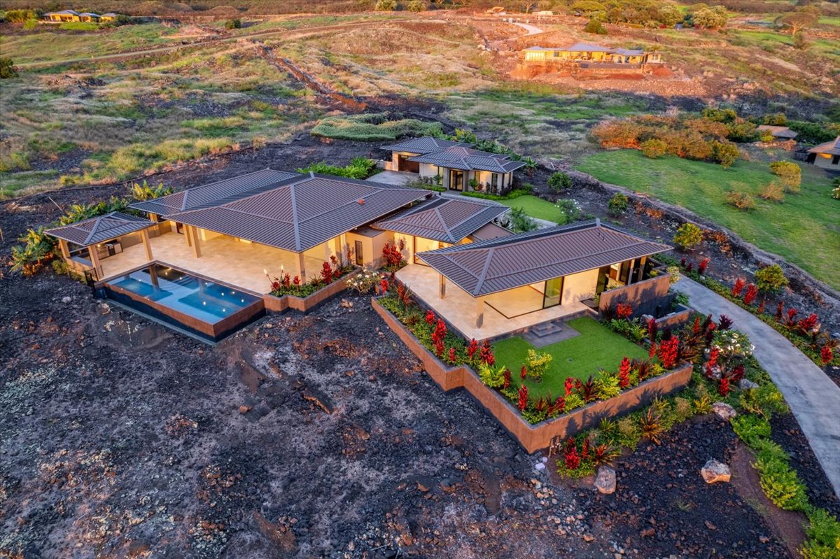 an aerial view of a house