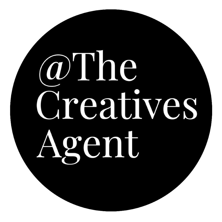 Logo for @TheCreativesAgent with white text on a black circular background