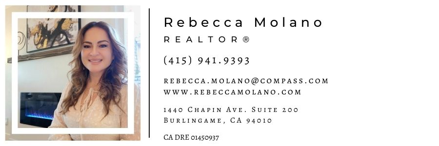 A text banner with the contact information of Rebecca Molano, including her phone number and address at CHAPIN AVE. SUITE 20014.