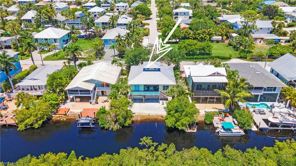 an aerial view of a house