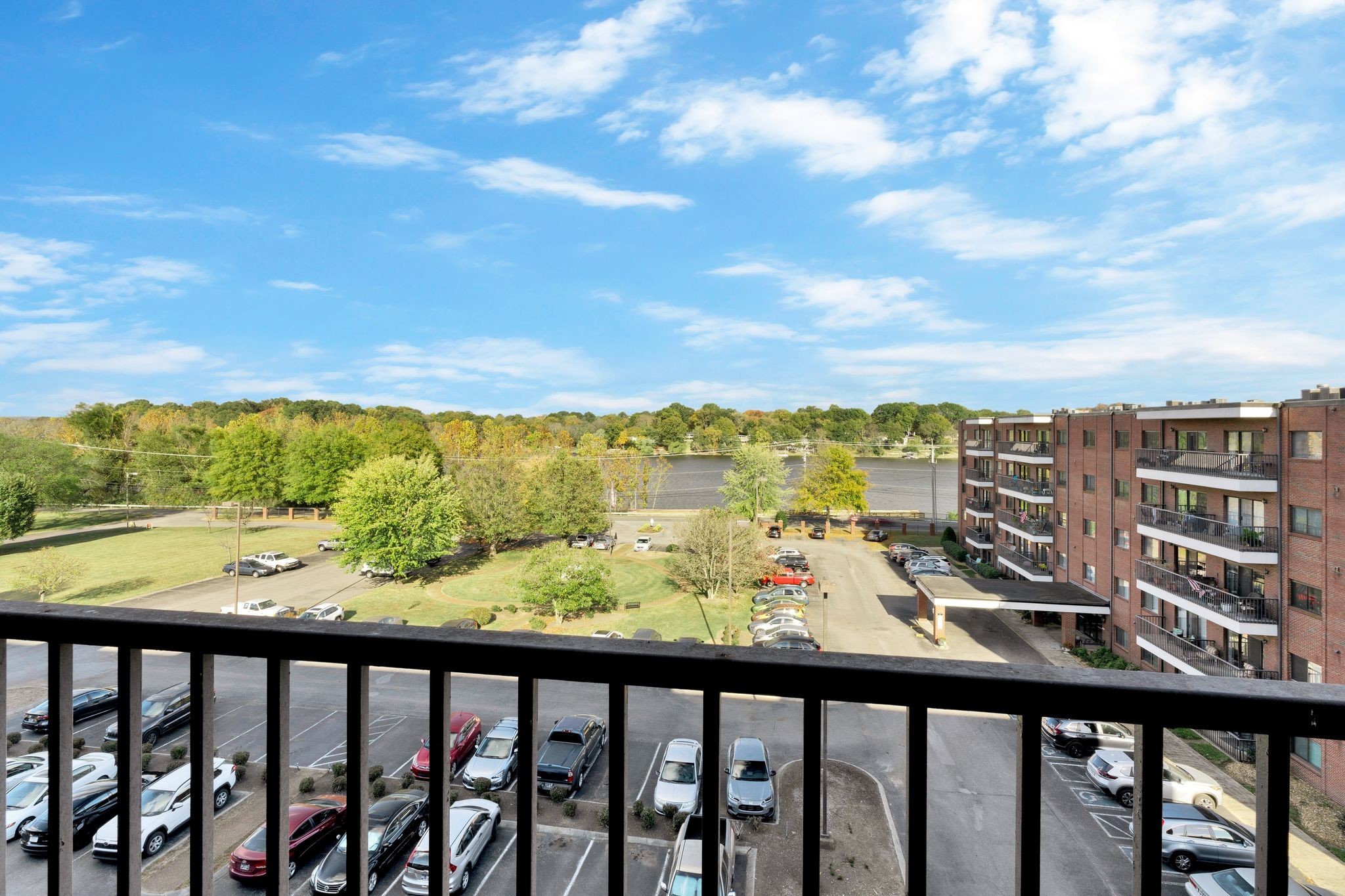 a city view from a balcony