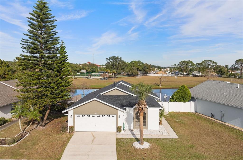 Front of the house with the amenities in the back as well the water view