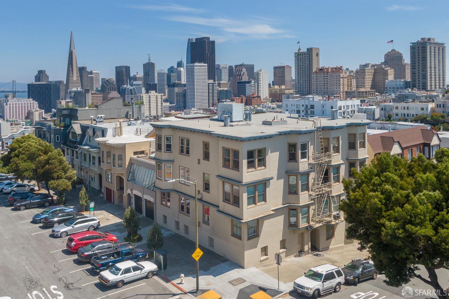 a view of a city with tall buildings