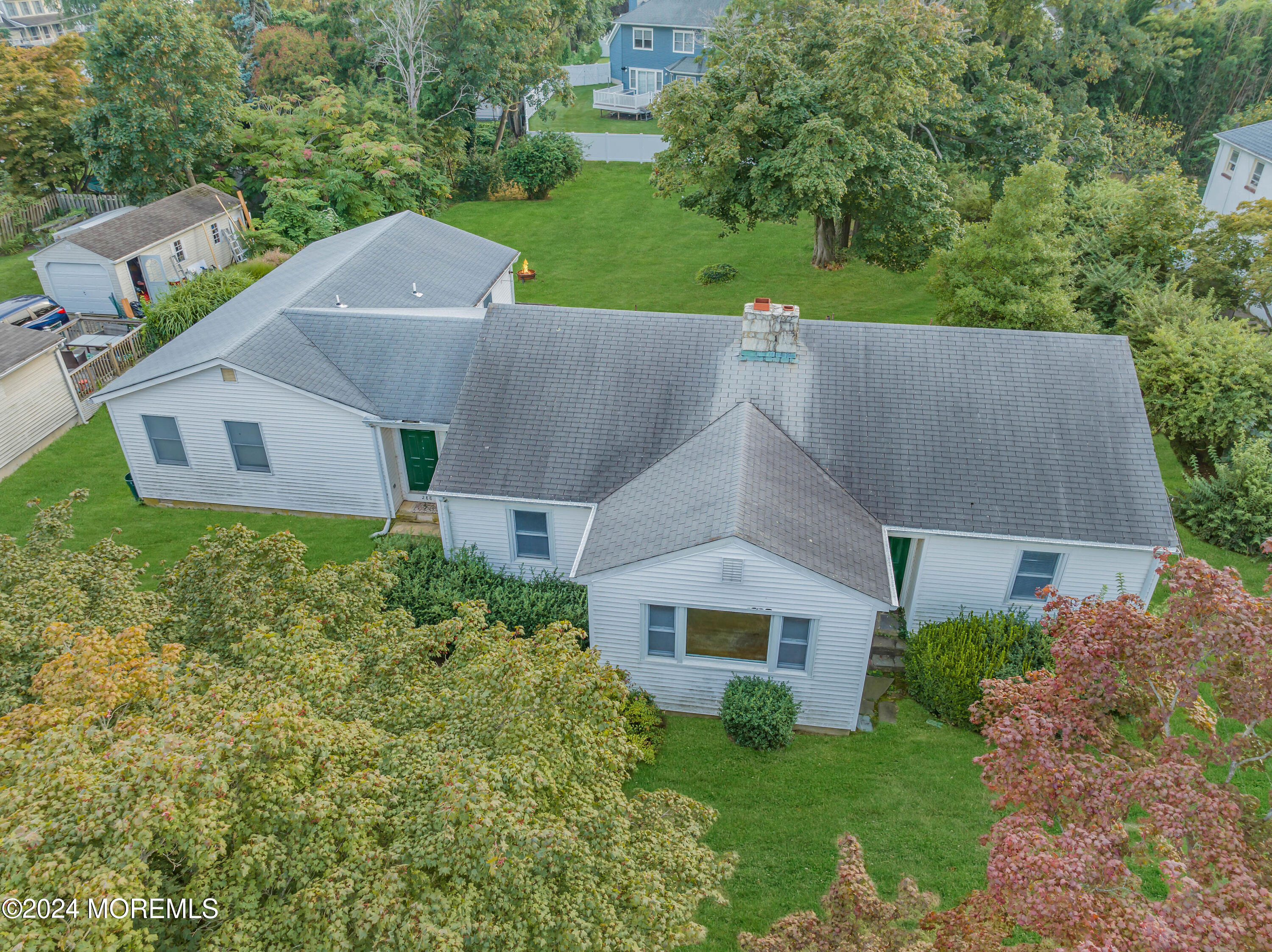 an aerial view of a house