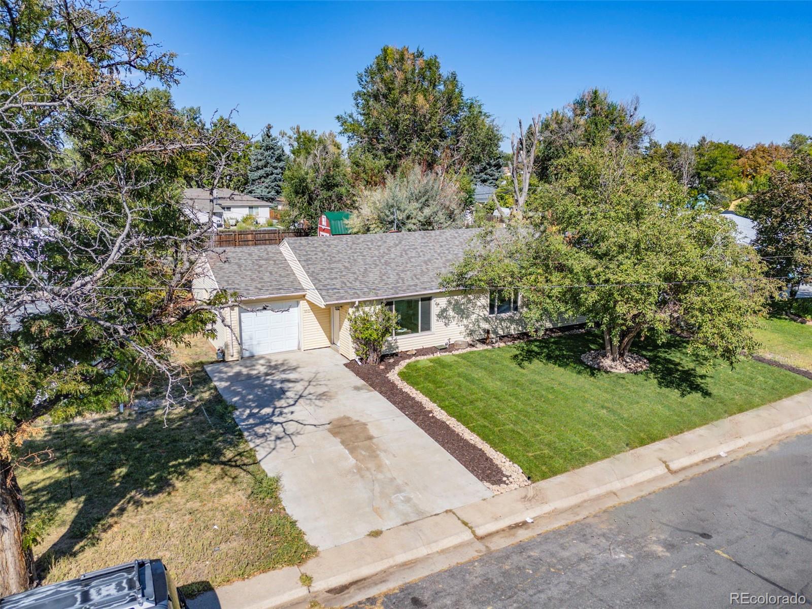 an aerial view of a house