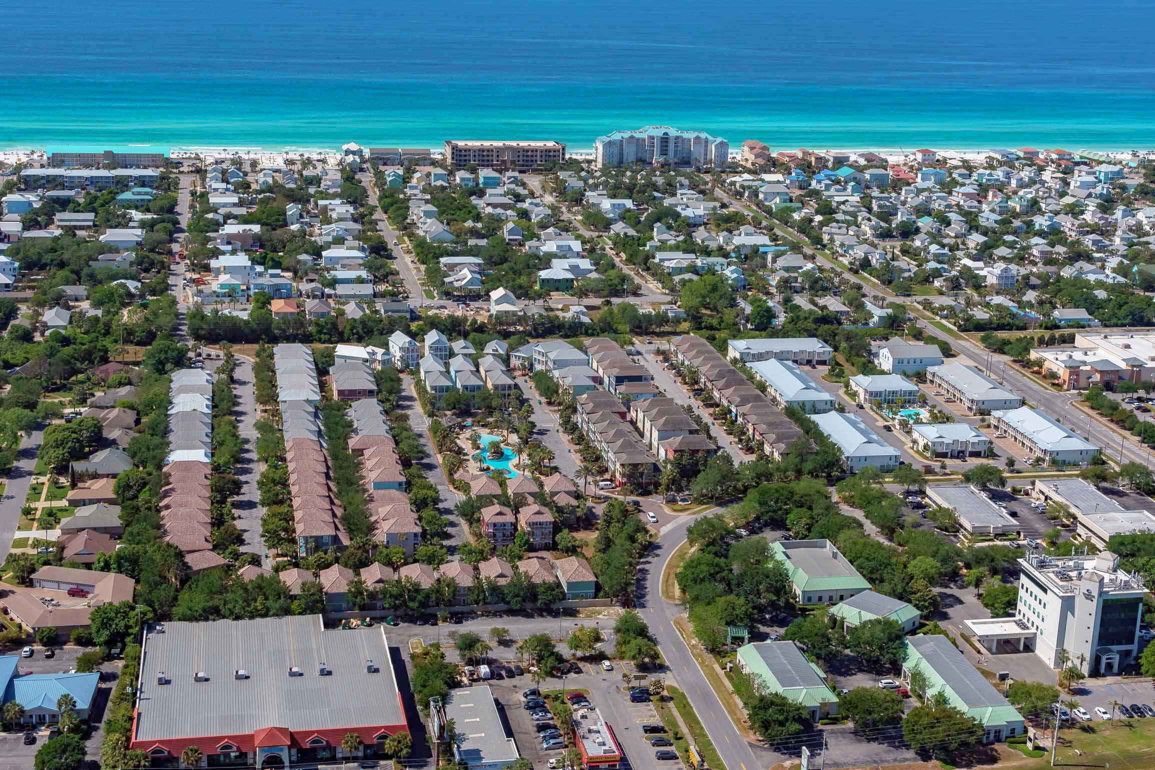 an aerial view of multiple house