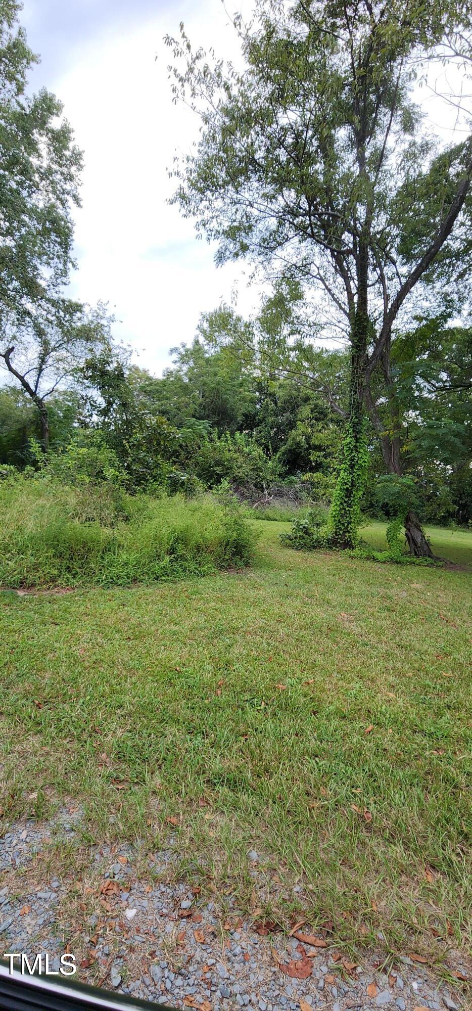 a view of a field with an trees