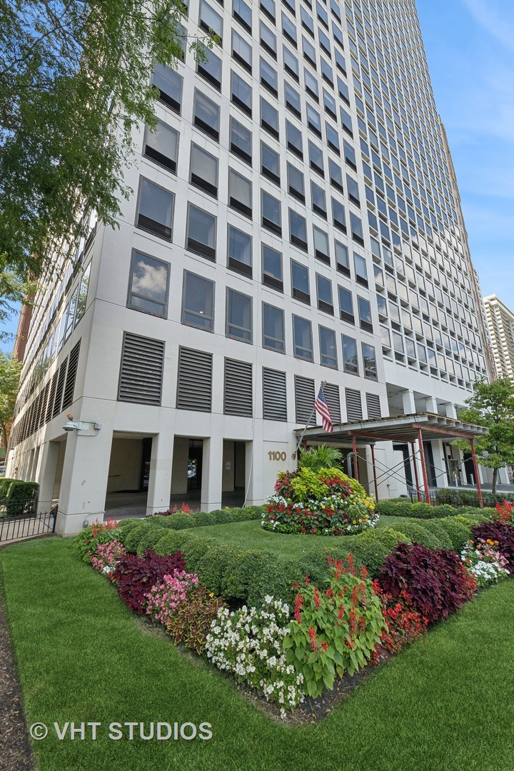 a view of a building with garden